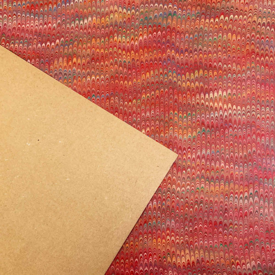 Hand Marbled Paper Combed Pattern in Red + Multi ~ Berretti Marbled Arts